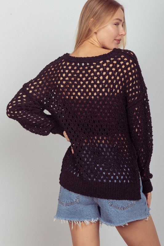 VERY J Openwork Slit Knit Cover Up