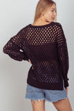 VERY J Openwork Slit Knit Cover Up Trendsi