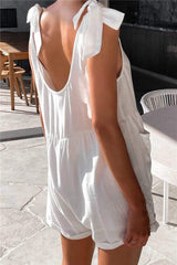 Full Size Scoop Neck Tie Shoulder Romper - Trendsi - Flyclothing LLC