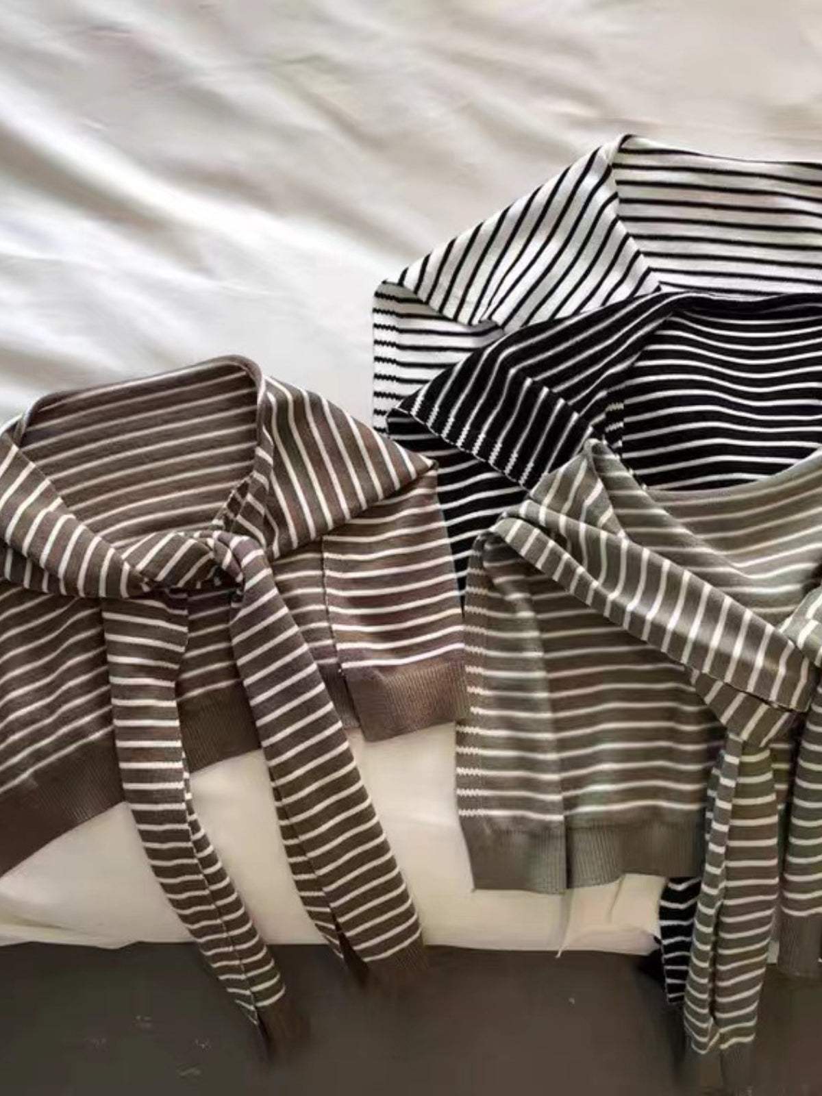 Striped Contrast Knit Wrap - Trendsi - Flyclothing LLC