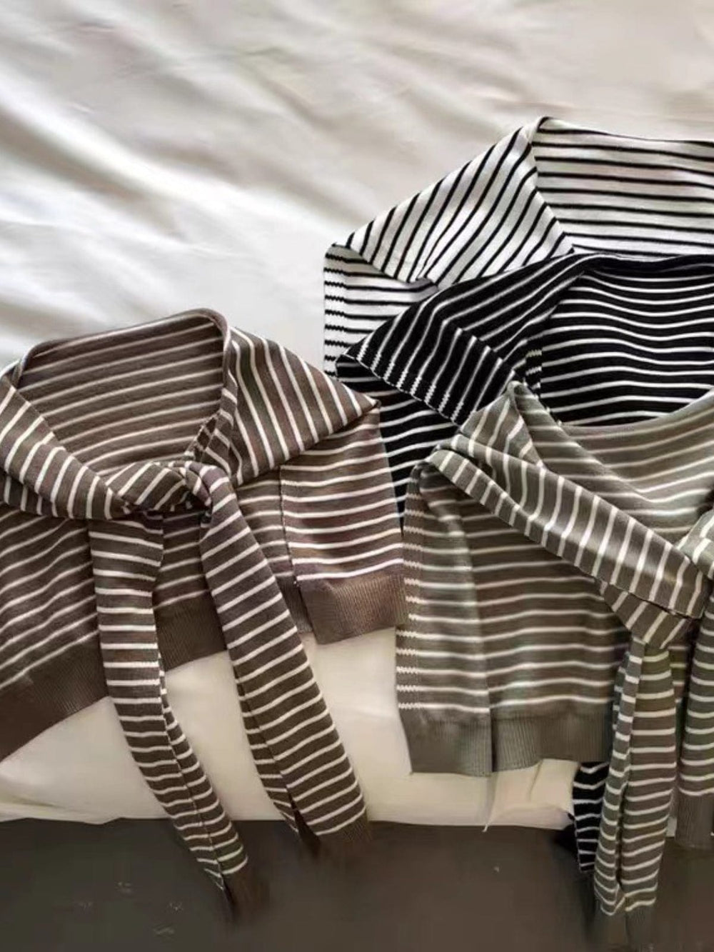 Striped Contrast Knit Wrap - Trendsi