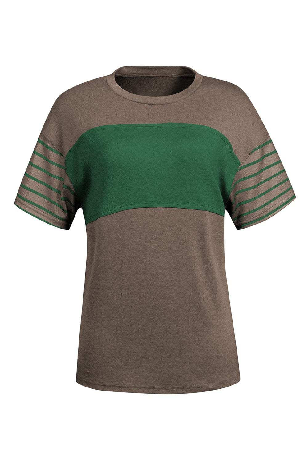 Striped Round Neck Short Sleeve T-Shirt - Trendsi - Flyclothing LLC