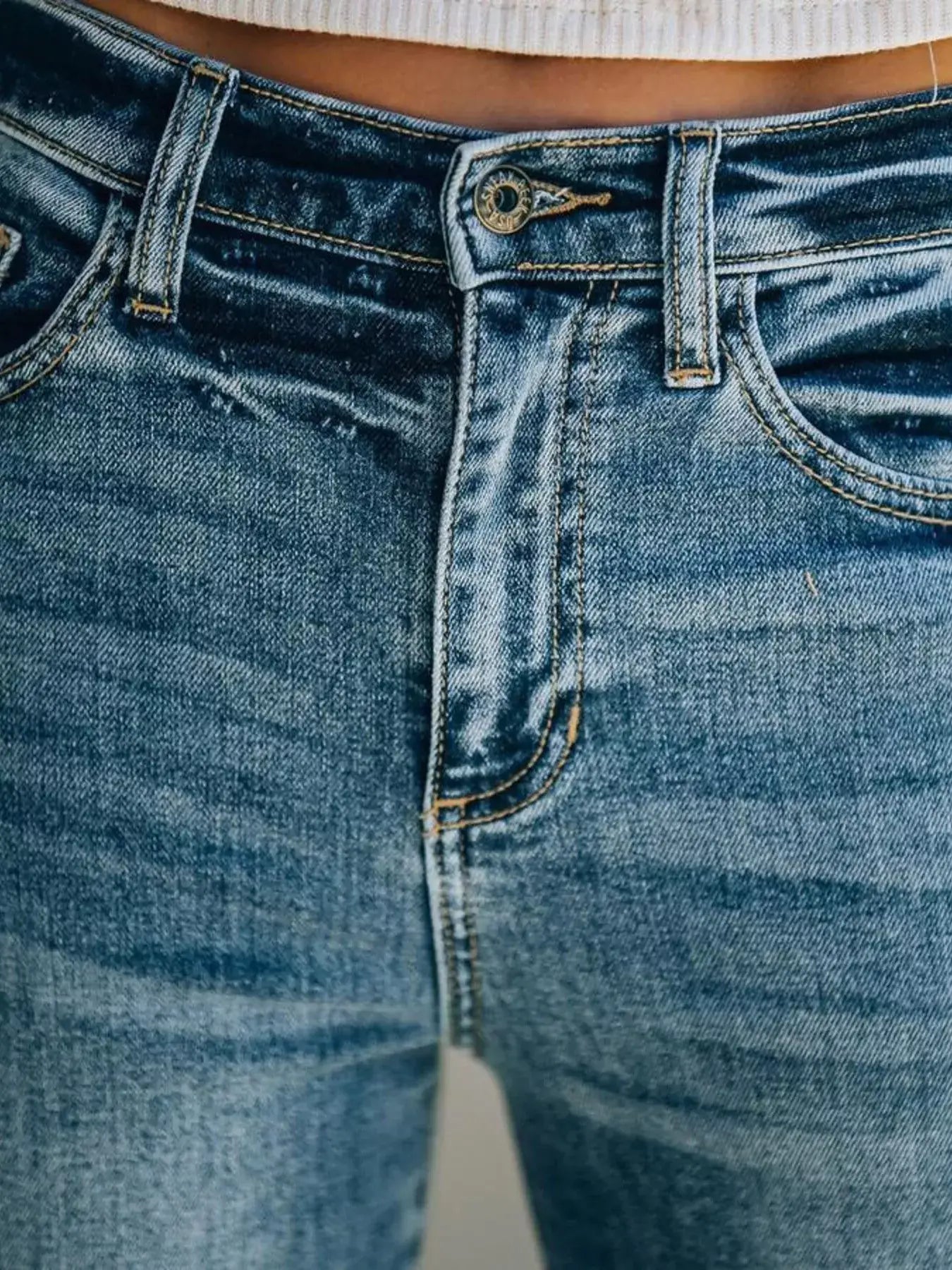 Frayed Hem High-Waisted Wide Leg Jeans - Trendsi - Flyclothing LLC