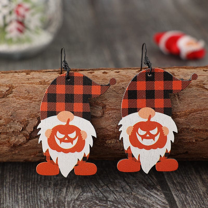 Wooden Dwarfs Pumpkin Dangle Earrings - Trendsi