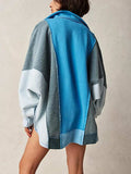 High-Low Exposed Seam Contrast Long Sleeve Sweatshirt - Trendsi - Flyclothing LLC