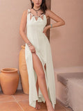 Swiss Dot Cutout Sleeveless Maxi Dress - Trendsi