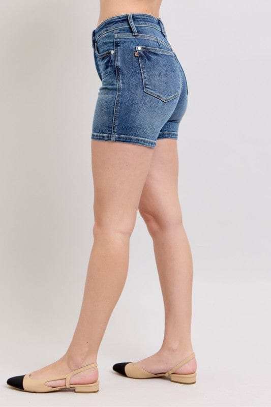 Judy Blue Full Size High Waist Denim Shorts Plus Size - Trendsi - Flyclothing LLC