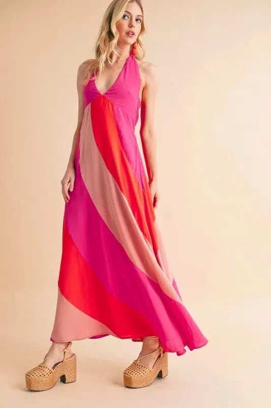 Aemi+Co Color Block Sleeveless Maxi Dress - Trendsi - Flyclothing LLC