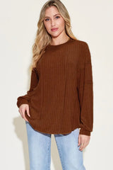 Basic Bae Full Size Ribbed Round Neck Long Sleeve T-Shirt - ShopBasicbae - Flyclothing LLC