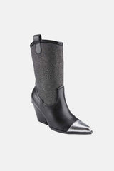 Weeboo Chunky Heel Rhinestone Western Cowboy Boots - Trendsi - Flyclothing LLC