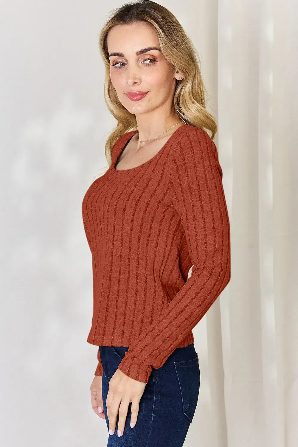 Basic Bae Full Size Ribbed Long Sleeve T-Shirt - ShopBasicbae - Flyclothing LLC