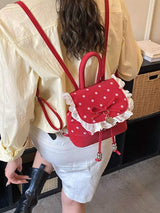 Polka Dot Lace Trim Backpack Bag - Trendsi - Flyclothing LLC
