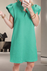 Ruffled V-Neck Cap Sleeve Mini Dress - Trendsi - Flyclothing LLC