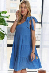ADORA V-Neck Tie Shoulder Dress - Trendsi - Flyclothing LLC