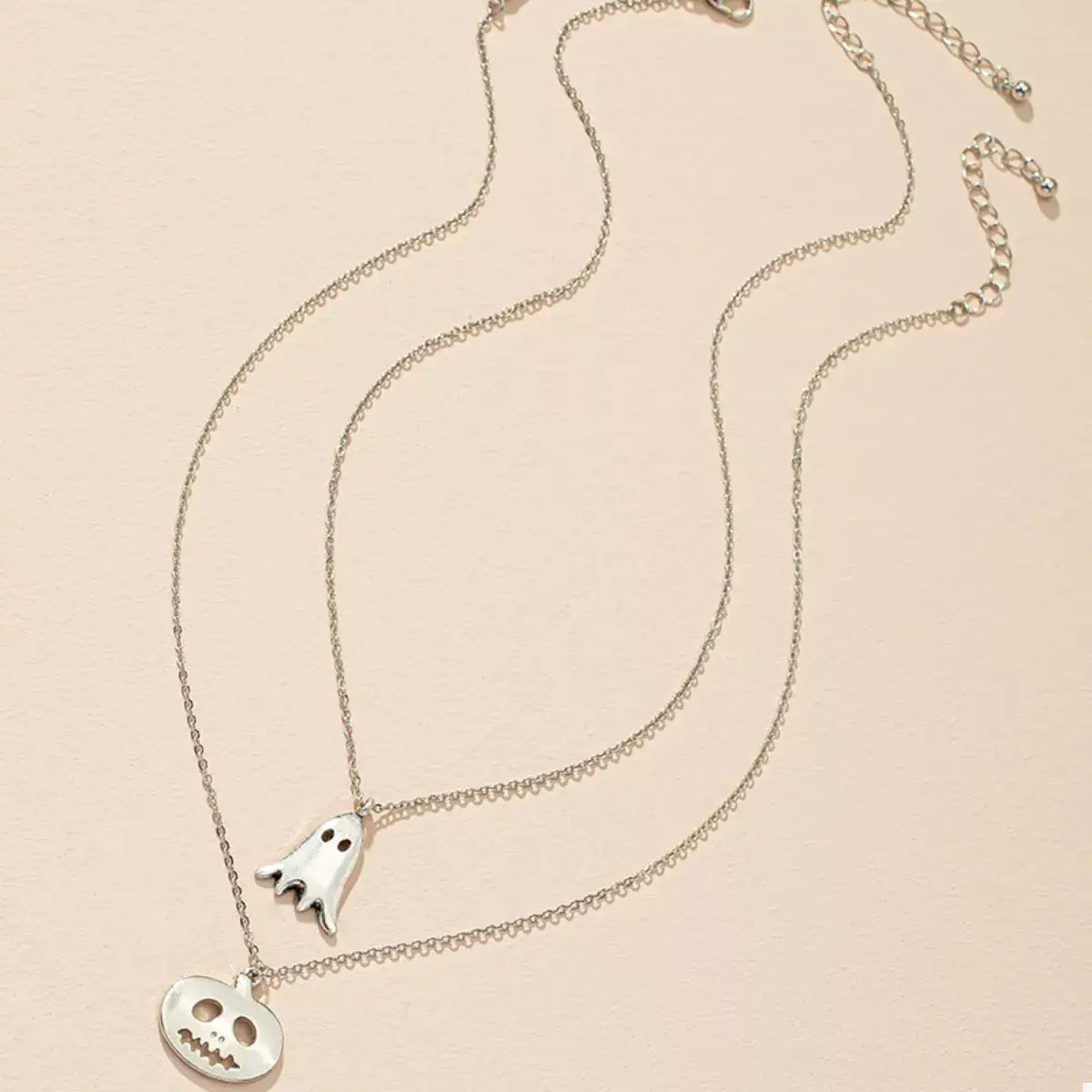2 Piece Halloween Ghost & Pumpkin Pendant Necklace - Trendsi - Flyclothing LLC