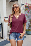 Florira Notched Short Sleeve T-Shirt - Trendsi - Flyclothing LLC