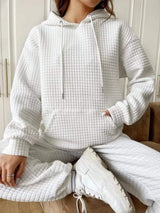 Full Size Textured Kangaroo Pocket Hoodie Plus Size - Trendsi - Flyclothing LLC