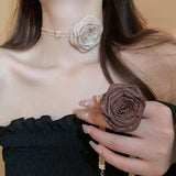 3D Rose Alloy Buckle Necklace - Trendsi - Flyclothing LLC