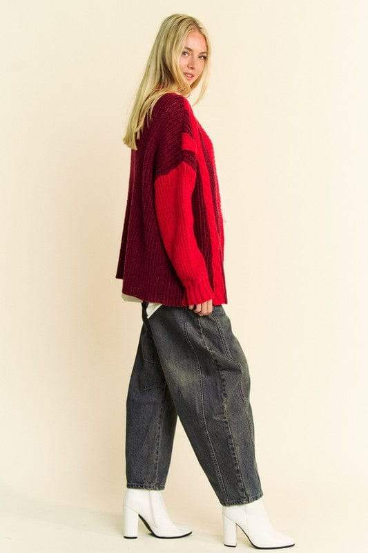 Davi & Dani Cable-Knit Color Block Open Front Cardigan - Trendsi - Flyclothing LLC