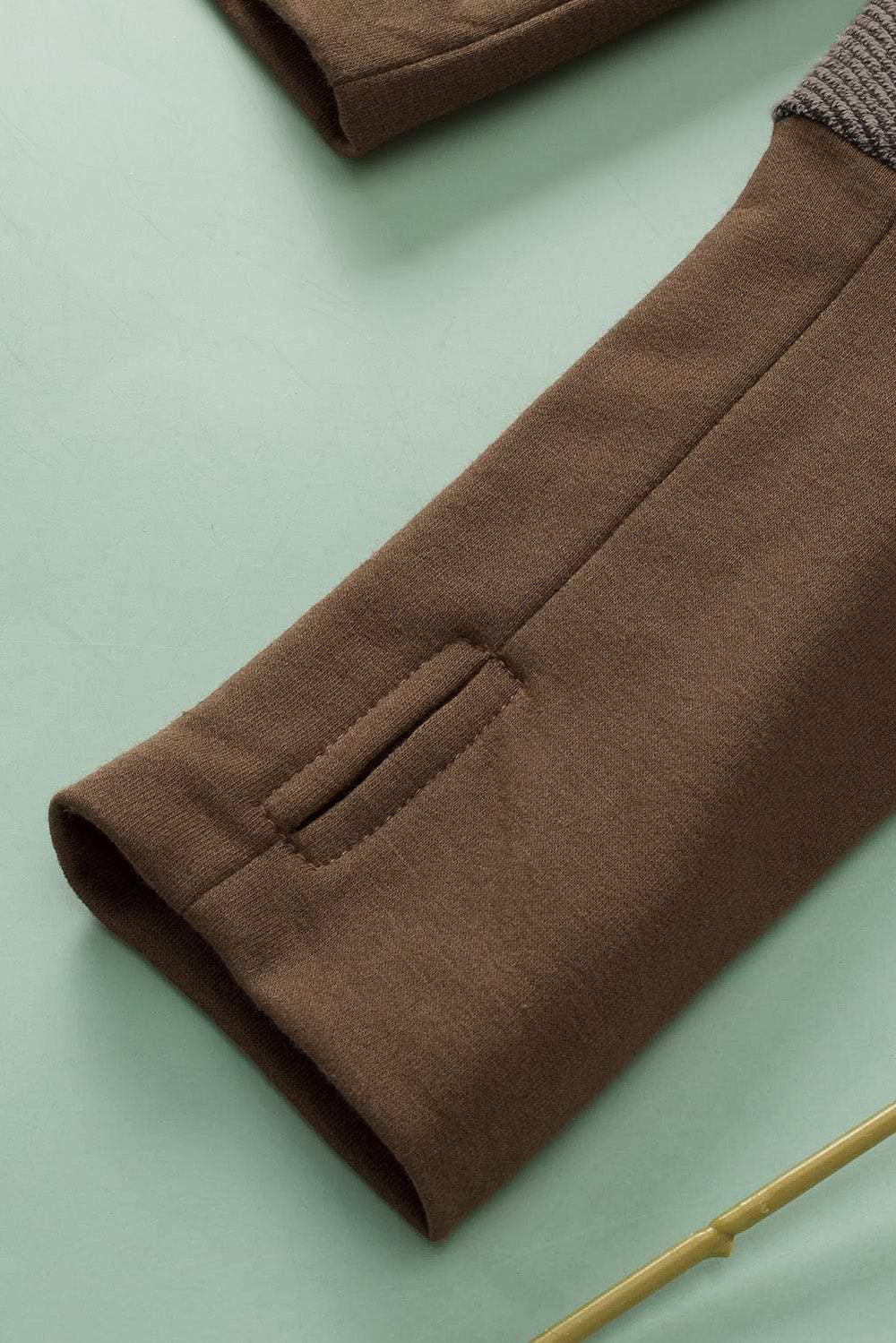 Color Block Notched Long Sleeve Blouse - Trendsi - Flyclothing LLC