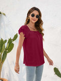 Ruffled Square Neck Cap Sleeve Blouse - Trendsi - Flyclothing LLC