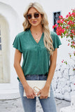 V-Neck Flutter Sleeve T-Shirt - Trendsi
