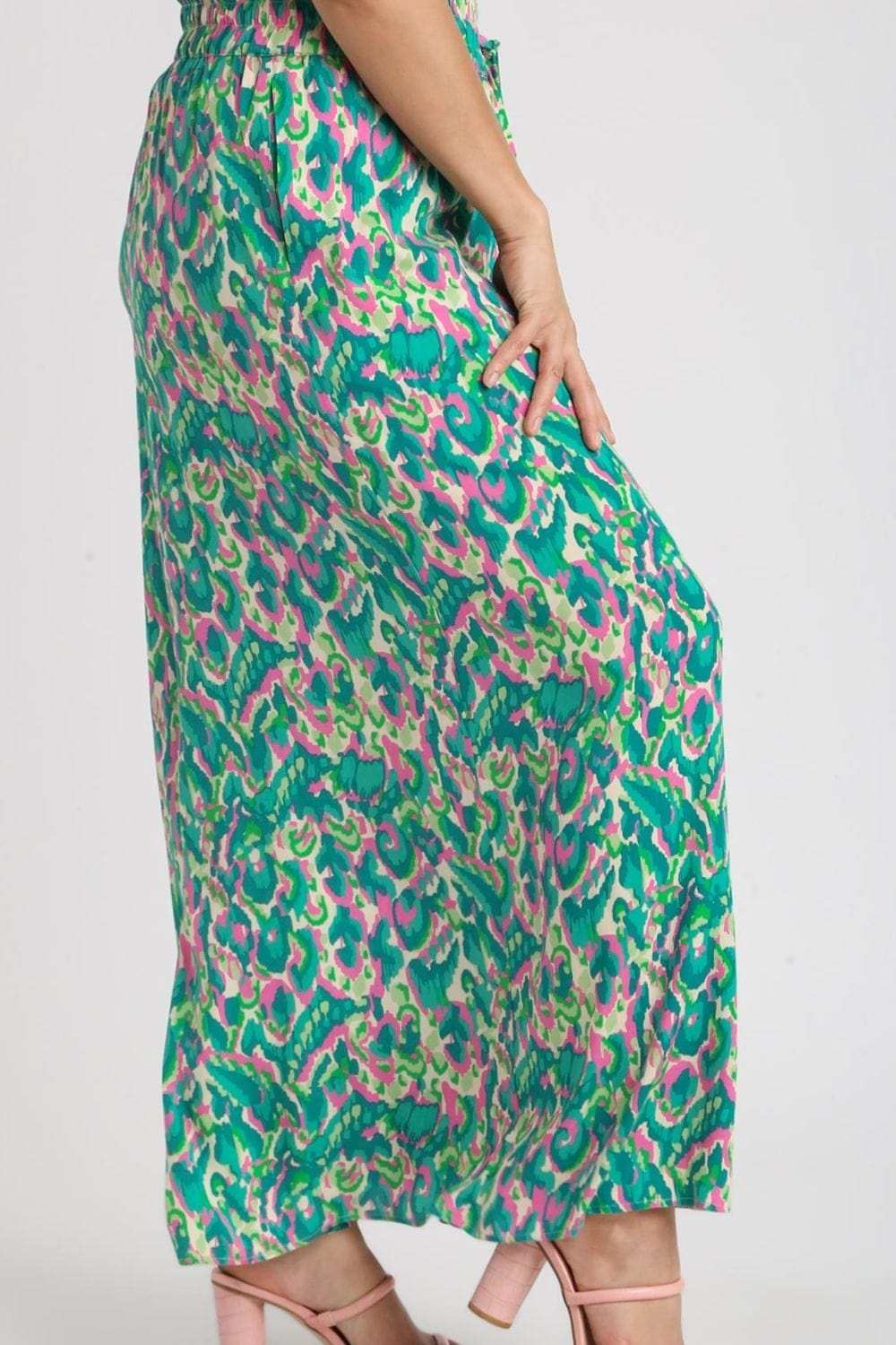 Umgee Full Size Mixed Print High Waist Wide Leg Pants Plus Size - Trendsi - Flyclothing LLC