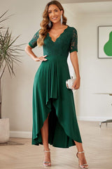 Lace Cutout V-Neck Short Sleeve Dress - Trendsi - Flyclothing LLC