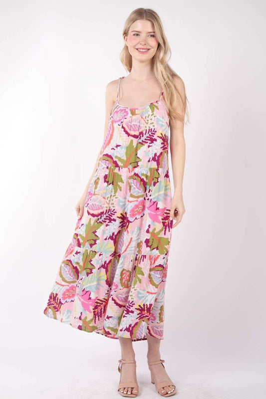 VERY J Tropical Printed Cami Midi Dress - Trendsi - Flyclothing LLC