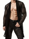 Men's Openwork Open Front Long Sleeve Cover-Up - Trendsi - Flyclothing LLC