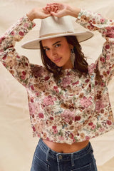 SO ME Floral Print Button Front Sweater Cardigan - Trendsi - Flyclothing LLC