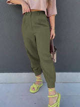 High Waist Cropped Pants - Trendsi - Flyclothing LLC
