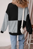 Color Block Half Button Long Sleeve Sweatshirt - Trendsi - Flyclothing LLC