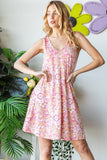 Heimish Full Size Floral V-Neck Tank Dress with Pockets - Trendsi