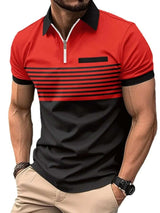 Men's Full Size Collared Neck Contrast Polo Plus Size - Trendsi - Flyclothing LLC