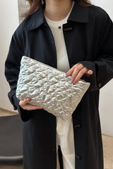 Ruched Heart Clutch with Zipper - Trendsi