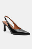 Beast Fashion Faux Leather Point Toe Slingback Pumps - Trendsi