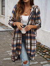 Plaid Zip Up Hooded Coat - Trendsi - Flyclothing LLC