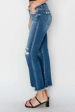 RISEN Full Size Frayed Step Hem Ankle Straight Jeans - Trendsi - Flyclothing LLC
