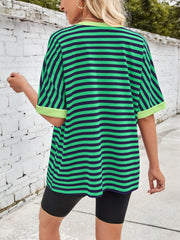 Lovelet Striped Round Neck Half Sleeve T-Shirt - Trendsi