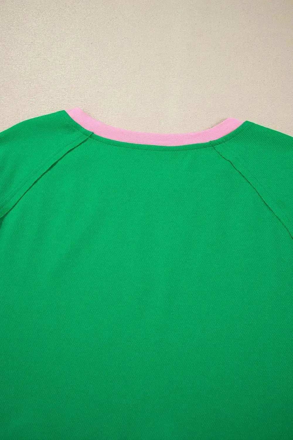 Two Tone Contrast Textured Crewneck Tee and Shorts Set - Trendsi - Flyclothing LLC