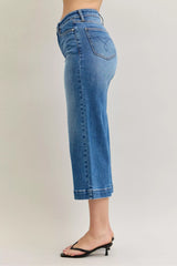 Judy Blue Mid Rise Crop Wide Leg Jeans - Trendsi - Flyclothing LLC