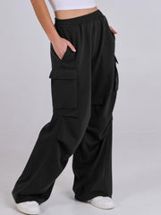 Elastic Waist Wide Leg Pants with Pockets - Trendsi