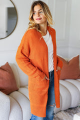 Haptics Full Size Stripe Textured Open Front Cardigan with Pockets - Trendsi