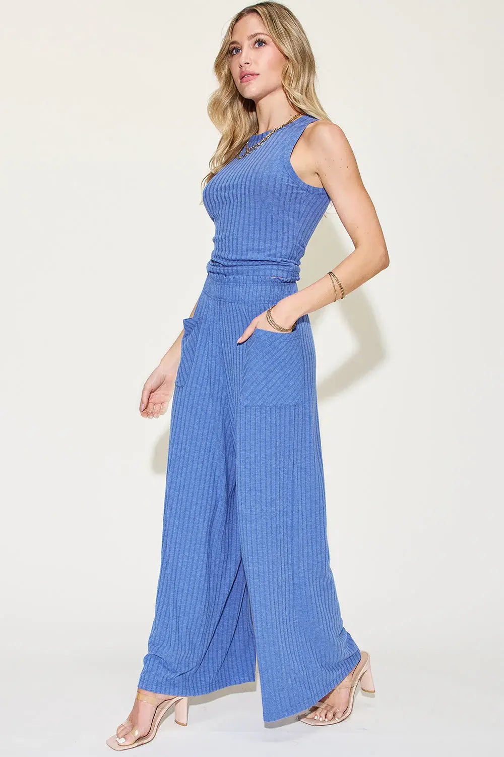 Basic Bae Full Size Ribbed Tank and Wide Leg Pants Set - ShopBasicbae - Flyclothing LLC