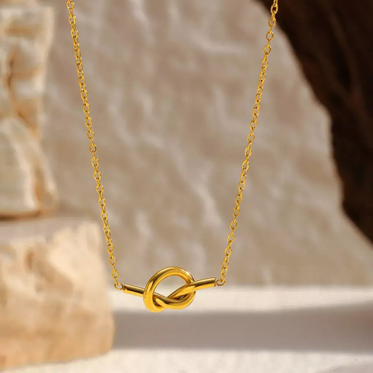 18K Gold-Plated Knot Pendant Necklace - Trendsi - Flyclothing LLC