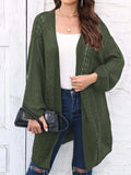 Cable-Knit Open Front Long Sleeve Cardigan - Trendsi - Flyclothing LLC