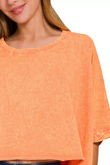 Zenana Premium Cotton Crinkle Wash Oversized T-Shirt - Trendsi - Flyclothing LLC