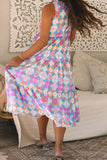 Floral Print Sleeveless Tiered Midi Dress - Trendsi