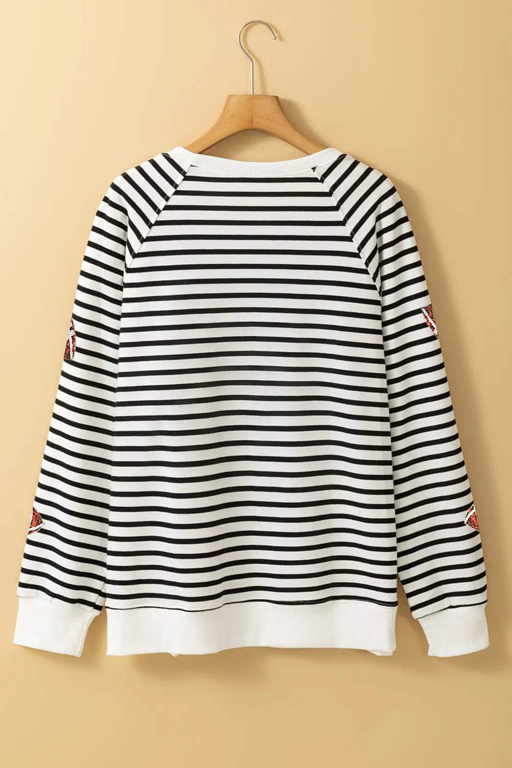 Sequin Football Striped Long Sleeve Sweatshirt - Trendsi - Flyclothing LLC